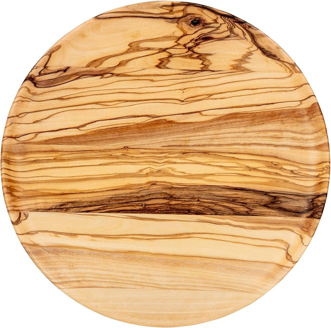 Runder Teller Holz 20x20cm Olivenholz Holzteller Dekoteller Natur Unikat Küche Deko Tischdeko Dekora