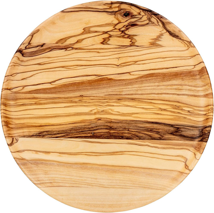 Runder Teller Holz 20x20cm Olivenholz Holzteller Dekoteller Natur Unikat Küche Deko Tischdeko Dekora