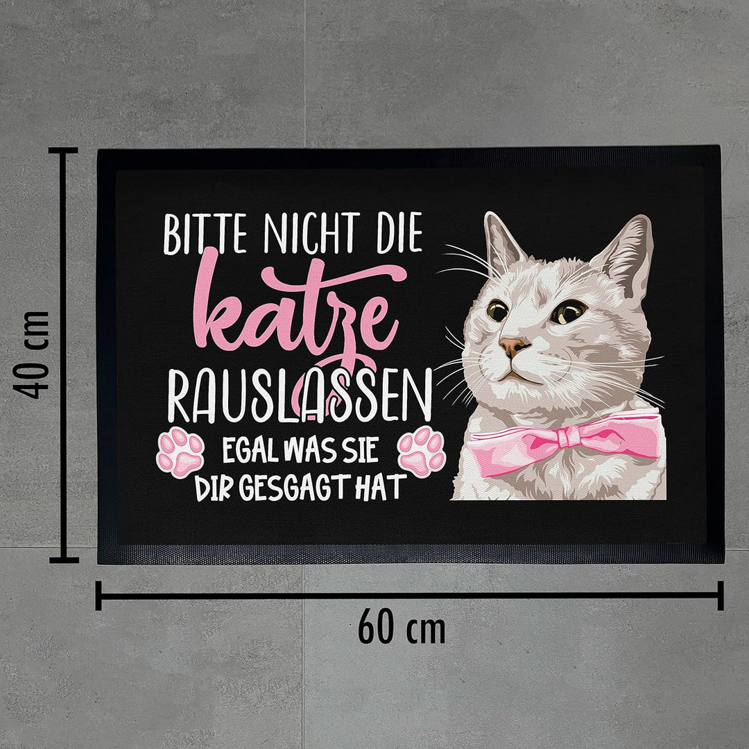 Trendation - Katzen Fussmatte Spruch Geschenk Katzenbesitzer Willkommen Aussen und Innenbereich 60x4