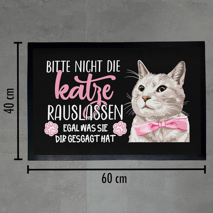 Trendation - Katzen Fussmatte Spruch Geschenk Katzenbesitzer Willkommen Aussen und Innenbereich 60x4