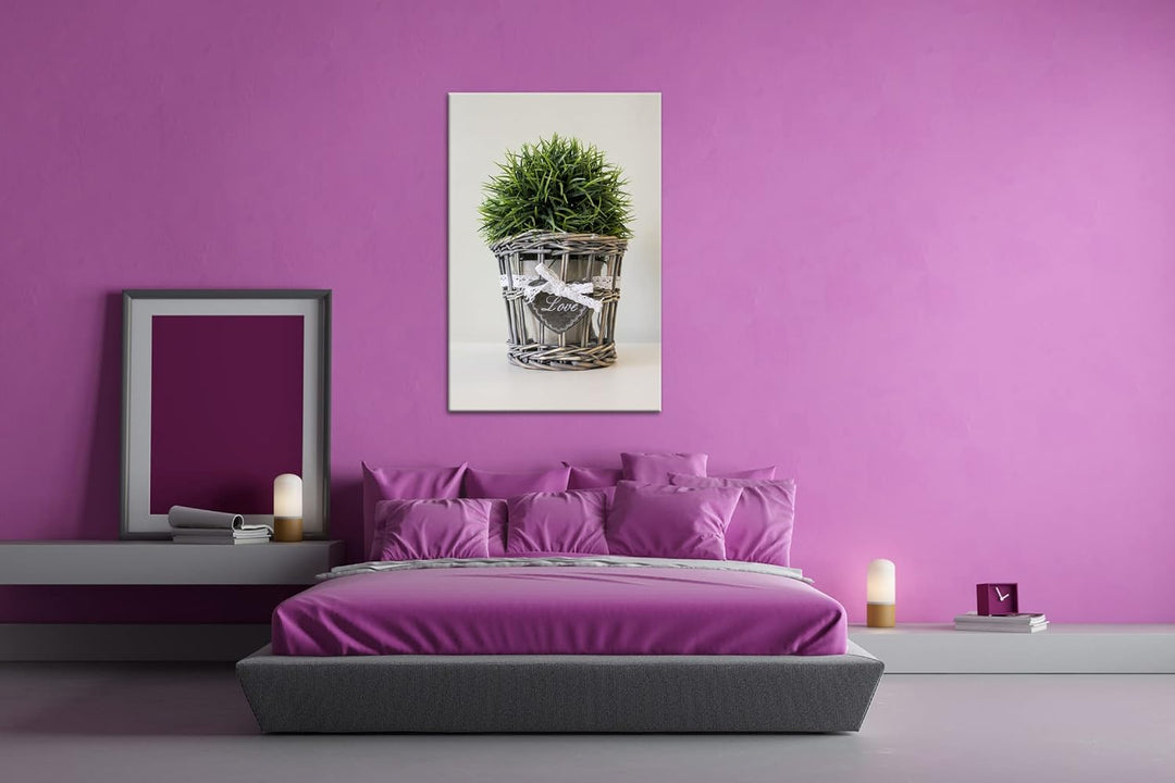 deyoli Schilf im Blumentopf im Format: 60x40 als Leinwandbild, Motiv fertig gerahmt auf Echtholzrahm