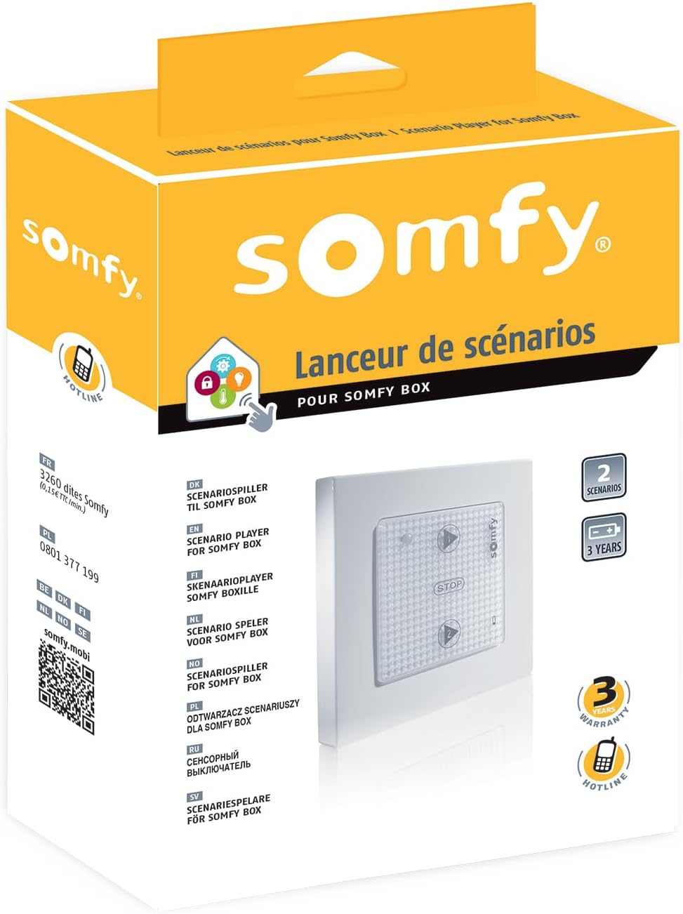 Somfy 2401221 - Szenario Player für TaHoma | Funk-Wandsteuerung von 2 TaHoma-Szenarien