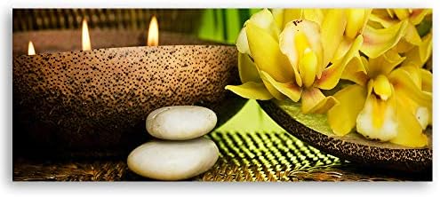 Feeby Wanddeko Spa Leinwandbild Kunstdruck Orchideen Gelb 120x40 cm Leinwandbild 120x40 cm Gelb_a, L