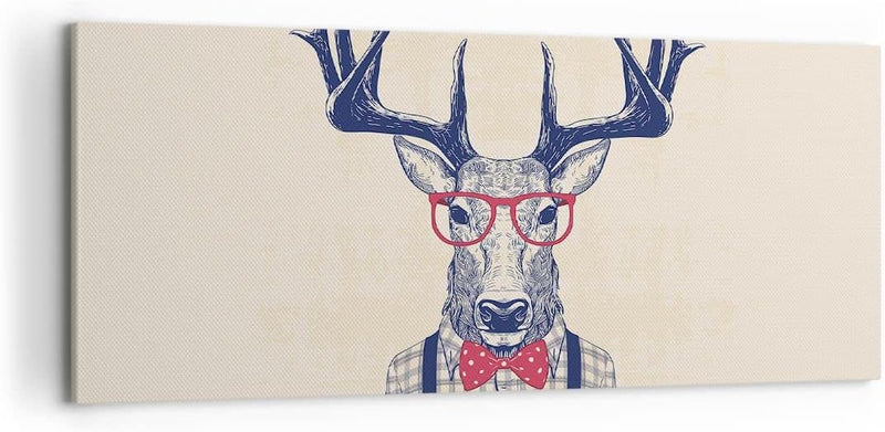 Wandbilder Dekoration Wohnzimmer Charakter Hirsch Illustration hipster Bilder auf Leinwand 120x50cm