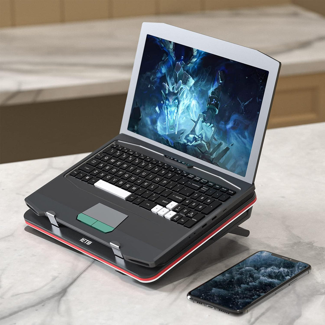 IETS GT500 Leistungsstarker Turbo-Lüfter (5000 U/min), Laptop-Kühlpad mit stufenloser Geschwindigkei