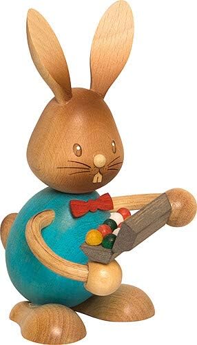Drechslerei Kuhnert - Osterdekoration/Osterhase - Stupsi Hase mit Eierschachtel - 12cm - aus Holz -
