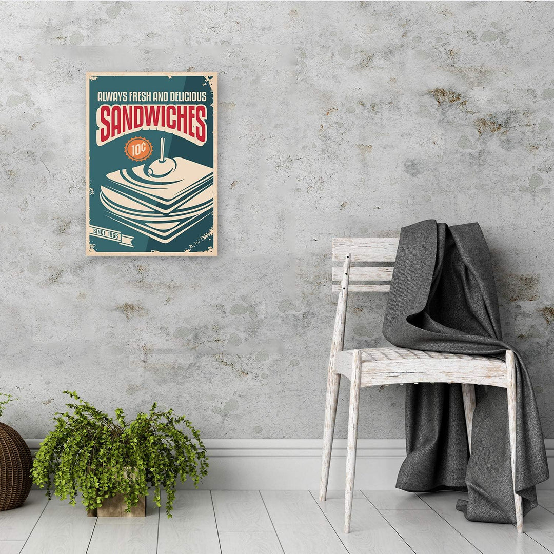 Wandbild XXL rostiges Schild Deko Kunst Bilder Werbung Blau 80x120 cm Deco panel 80x120 cm Blau_A, D