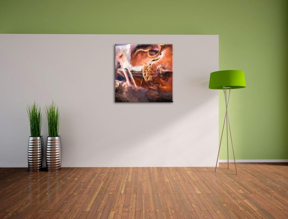 Alte Violine Pinsel Effekt, Format: 70x70 auf Leinwand, XXL riesige Bilder fertig gerahmt mit Keilra