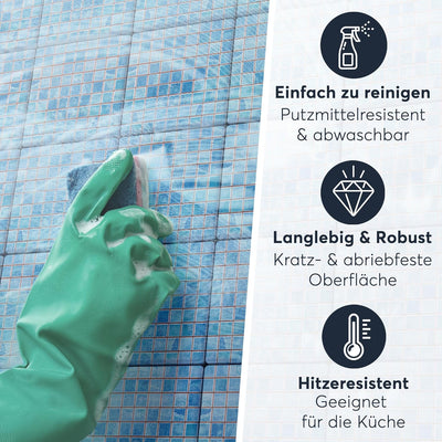 Aufkleber für Fliesen I Fliesensticker Vinyl Mosaikfliesen I Selbstklebende Dekorfolie zur Wandgesta