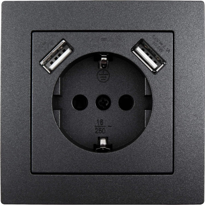 MC POWER - 12er Pack Steckdosen mit 2x USB + Rahmen | FLAIR | USB Steckdosen Set mit 1-fach Rahmen i