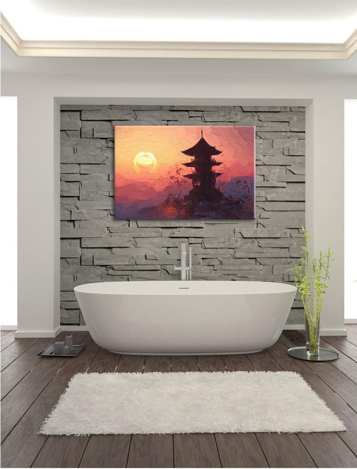 Pixxprint Buddhistischer Tempel in Asien als Leinwandbild/Grösse: 100x70 cm/Wandbild/Kunstdruck/fert