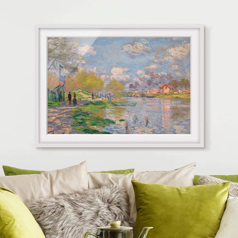 Bild mit Rahmen - Claude Monet - Seine - Rahmenfarbe Weiss, 30 x 40 cm 30cm x 40cm Weiss, 30cm x 40c