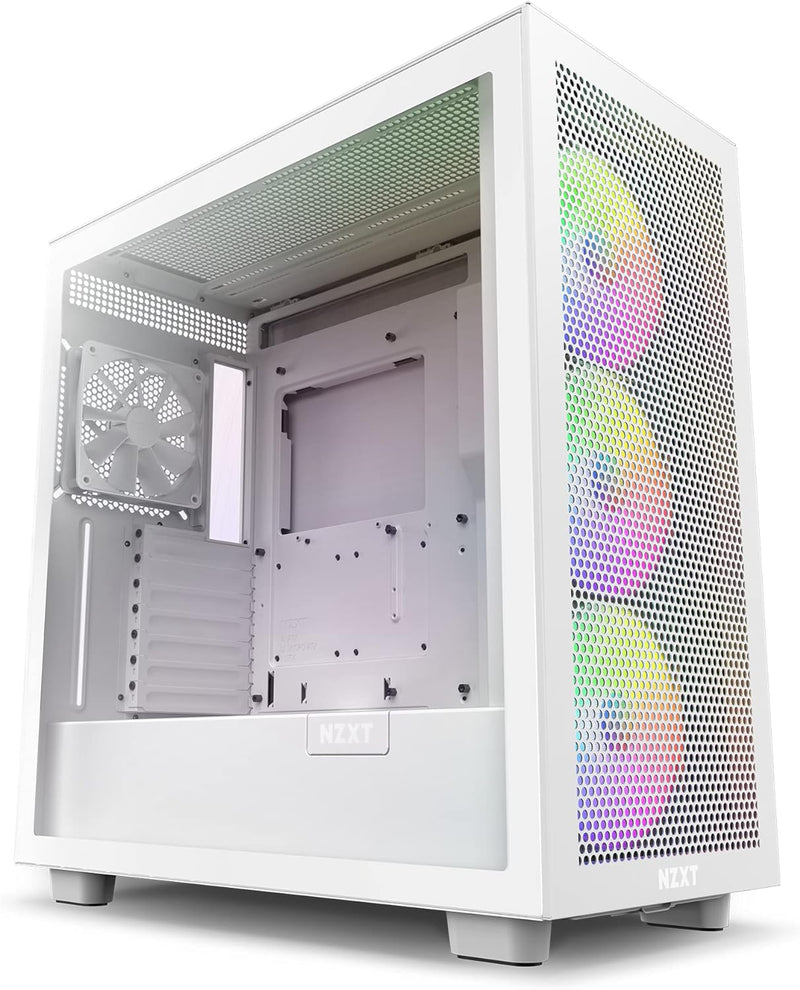 NZXT H7 Flow RGB - CM-H71FW-R1 - ATX Mid-Tower Gaming PC-Gehäuse - USB-C Port - Mesh Front- & Temper