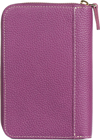 Londo Echtleder Padfolio mit Stifthalter Notepad und Reissverschluss Purple, Purple