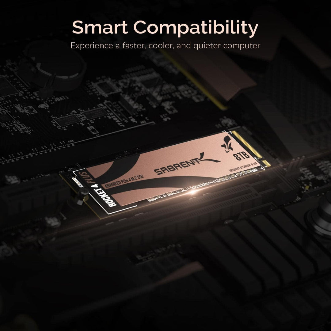 Sabrent M.2 NVMe SSD 8TB Gen 4, Internes Solid State 7100 MB/s Lesen, PCIe 4.0 intern Festplatte Für