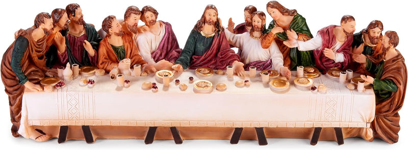 BRUBAKER Das letzte Abendmahl - Jesus und Seine 12 Jünger am Tisch - 36 cm Weihnachtsfigur mit handb