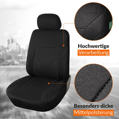 Upgrade4cars Auto-Sitzbezüge Vordersitze Schwarz | Auto-Sitzschoner Set Universal für Fahrersitz & B