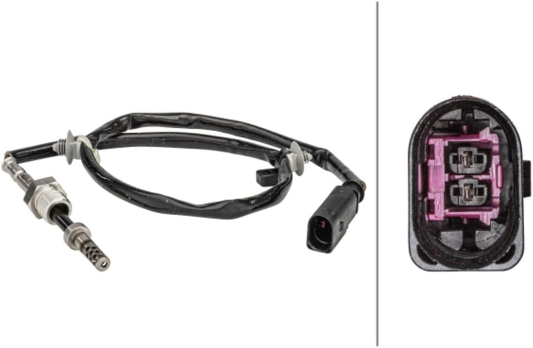 HELLA 6PT 358 181-171 Sensor, Abgastemperatur - 2-polig - geschraubt - Kabel: 495mm - mit Befestigun