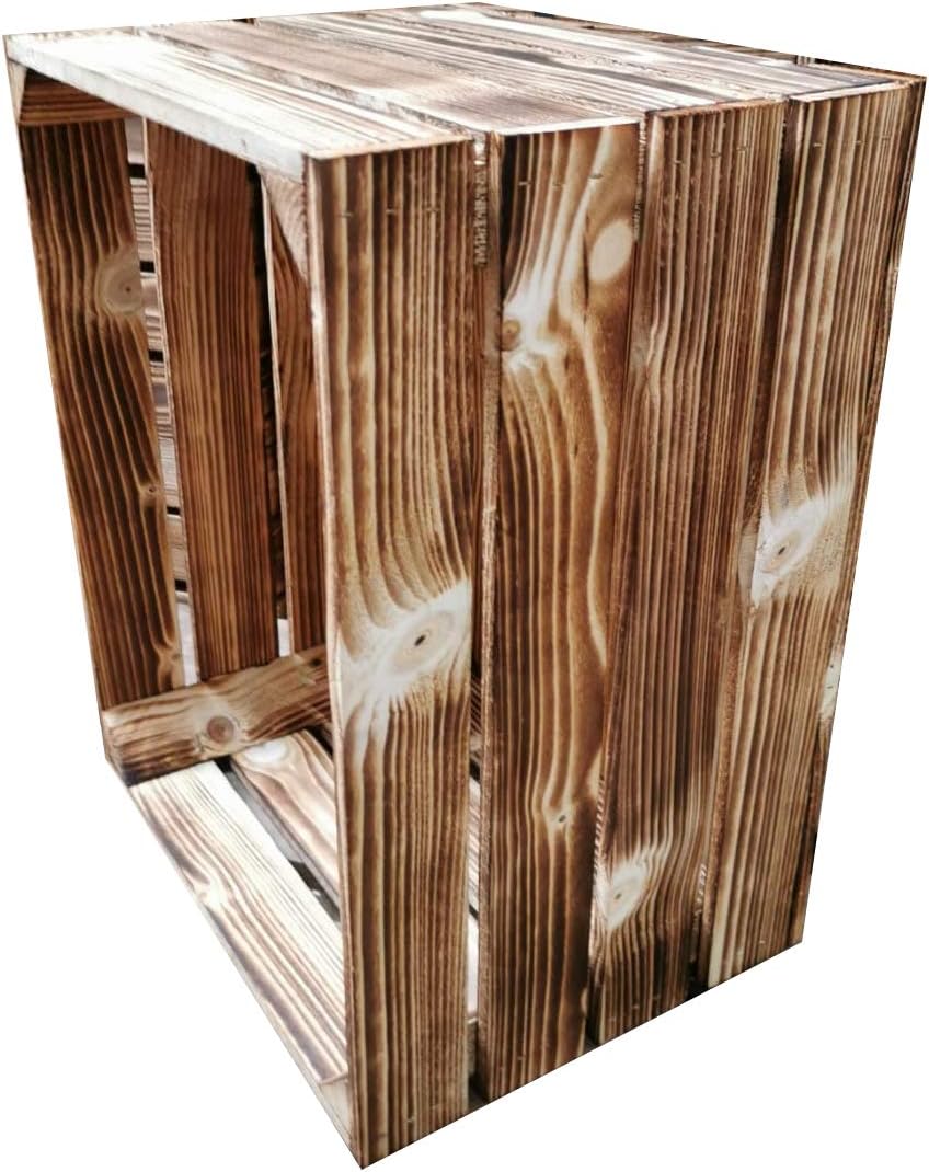 Teramico geflammte/braune Apfelkisten 50cm x 40cm x 30cm Set Angebote Holzkisten Weinkisten Obstkist