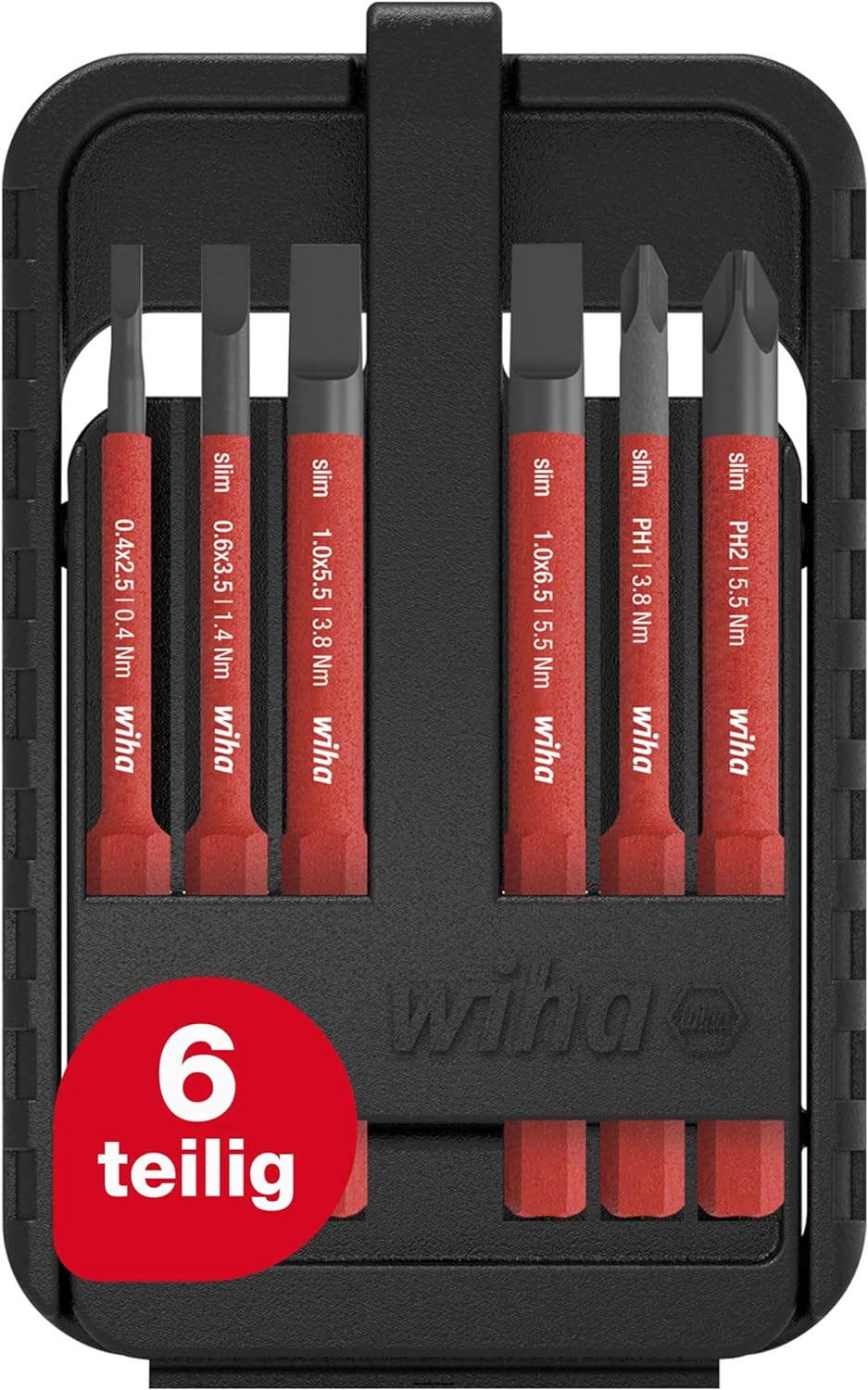 Wiha Bit Set slimBit electric Schlitz, Phillips 6-tlg. inkl. I slimBit-Box I flexibel, kompakt, mobi