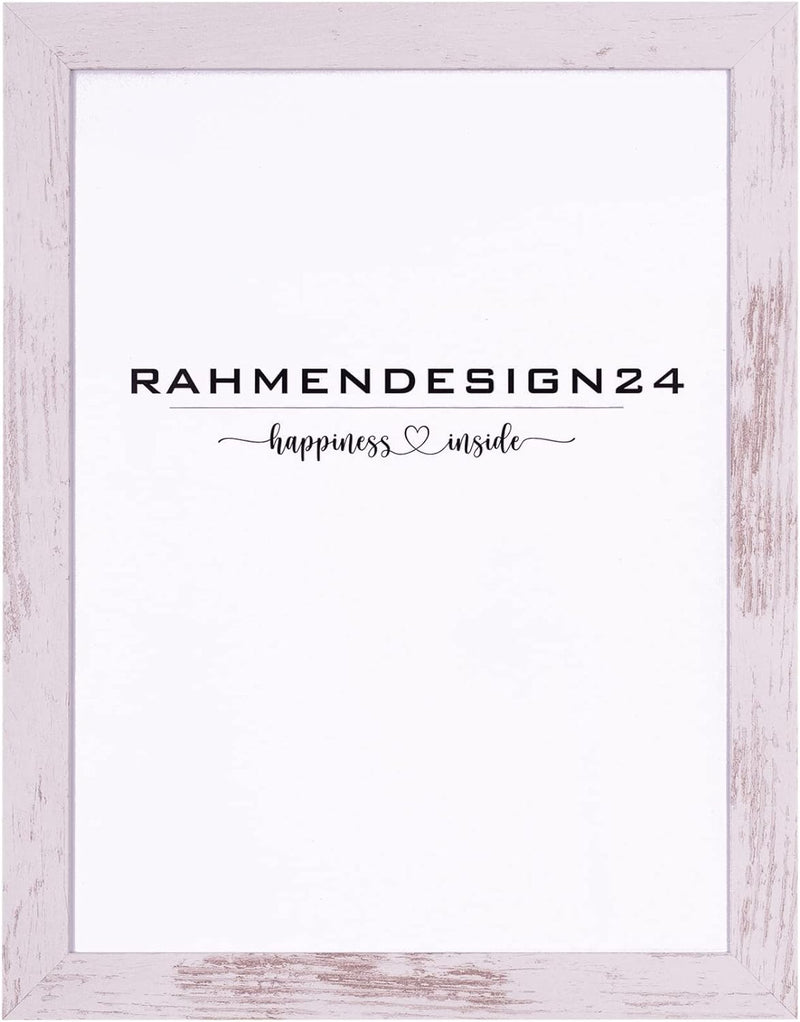 Rahmendesign24 Bilderrahmen Milano 50x75 Weiss vintage Fotorahmen, Wechselrahmen, Posterrahmen, Puzz