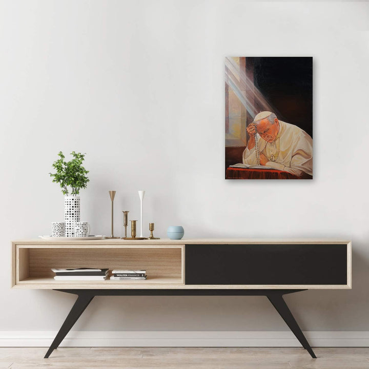 Feeby Wanddeko Johannes Paul II Bild Kunstdruck modern Papst Beige 60x90 cm Deko Paneel 60x90 cm Bei
