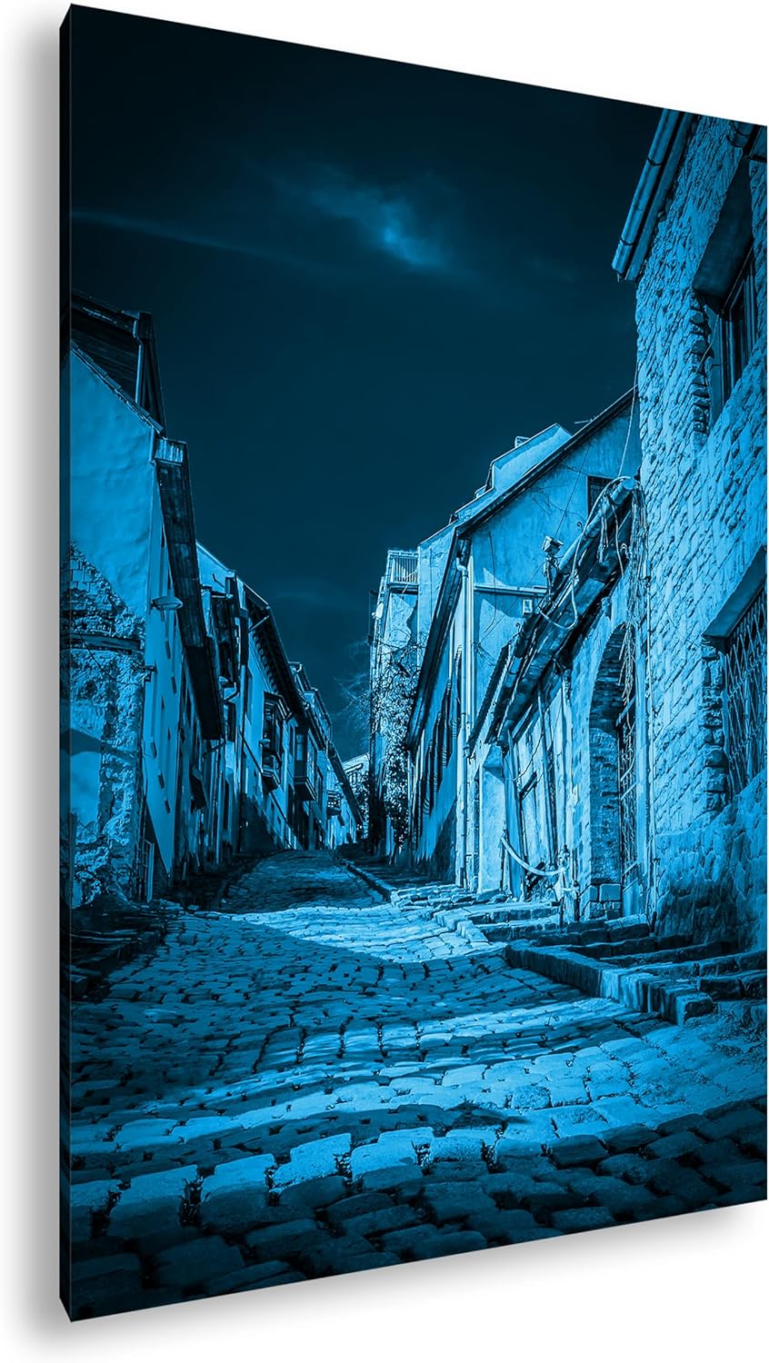 deyoli verwitterte Strasse in Budapest Format 80x60 Effekt: Monocrome Blau als Leinwandbild, Motiv f