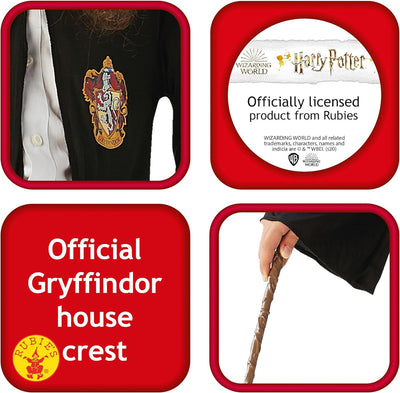 RUBIE'S Official Harry Potter Hermine Granger Gryffindor Kostüm-Set, mit Robe, Perücke und Zaubersta