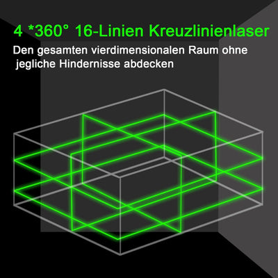 Kreuzlinienlaser Grün kit Hancaner 16 Line Laser Level IP54 Wasserwaage 360° Kreuzlinienlaser Selbst