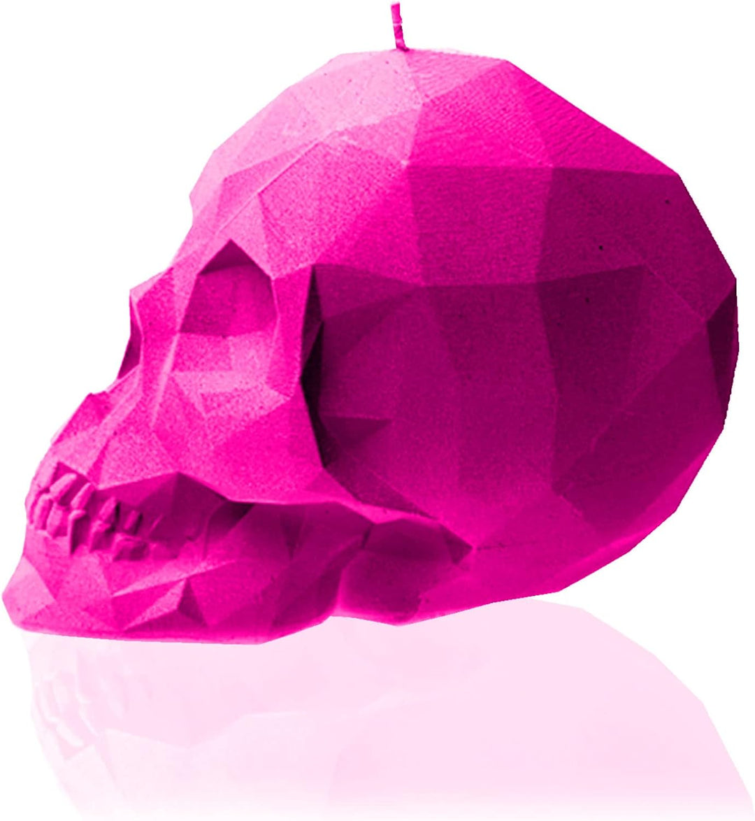 Candellana Kerze Kleiner Schädel Low Poly | Höhe: 7,5 cm | Dunkelrosa | Totenkopf | Handgemacht in d
