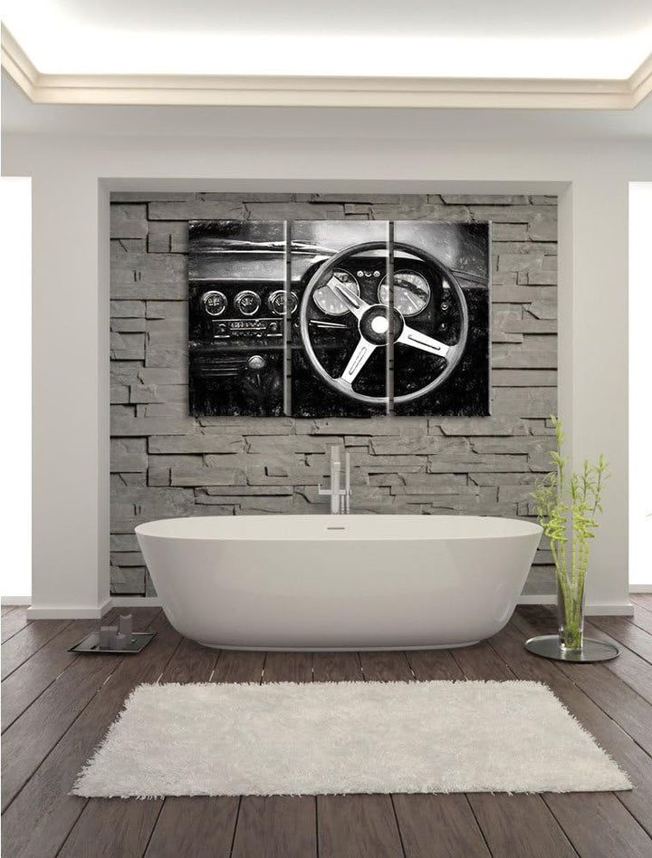 Pixxprint Olditmer von innen 3Teiler 120x80 cm Leinwandbild Wandbild Kunstdruck