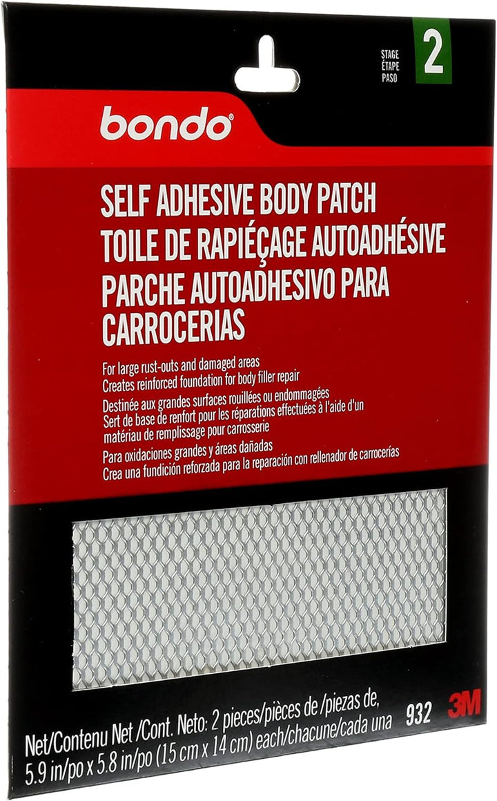 Bondo Body Patch Selbstklebend für grosse Rost und beschädigte Stellen, 2 Patches, 15,0 x 14,7 cm, 2