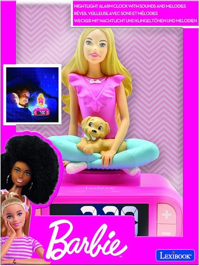Lexibook RL800BB, Mattel, Barbie Nachtlicht Wecker, Klänge und Melodien, LCD-Bildschirm mit Hintergr