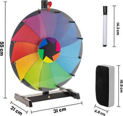 Glücksrad zum Drehen 48cm Gross - Gluecksrad Spiel mit 18" Drehrad & Stativ | Glücksrad Zum Selbstge