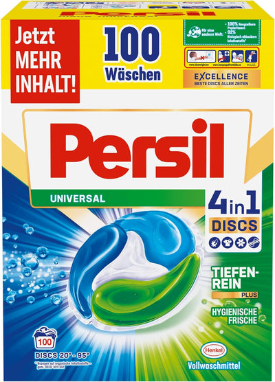 Persil Universal 4in1 DISCS (100 Waschladungen), Vollwaschmittel mit Tiefenrein-Plus Technologie bek