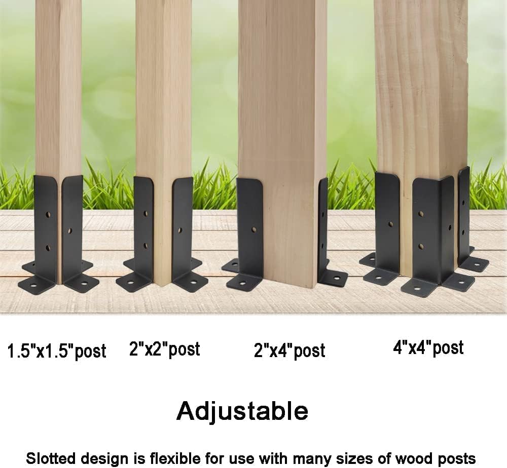 VANROUG 4pcs post anchor adjustable Post Shoe Fence Square Wooden Posts Ground Sleeve Fence Support