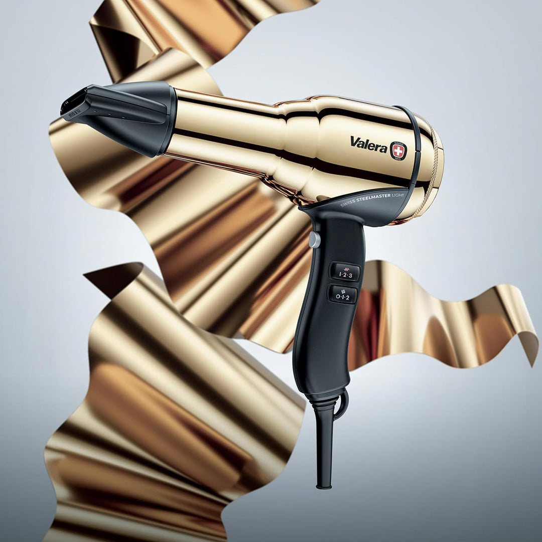 Valera, Swiss Steel Master Light, professioneller Haartrockner aus goldfarbenem Stahl, leichter Föhn