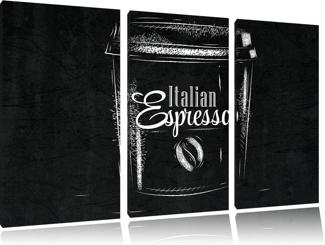 Pixxprint Italian Espresso schwarz 3-Teiler Leinwandbild 120x80 Bild auf Leinwand