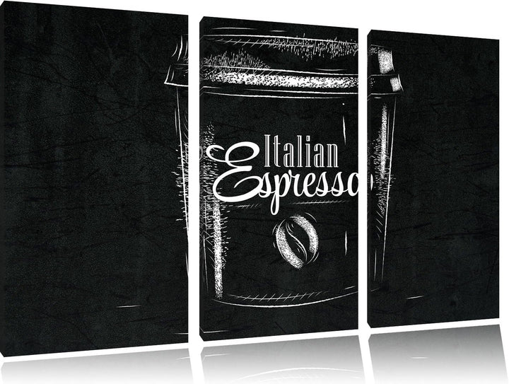Pixxprint Italian Espresso schwarz 3-Teiler Leinwandbild 120x80 Bild auf Leinwand