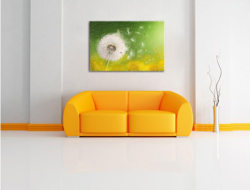Pixxprint Löwenzahn Samen als Leinwandbild/Grösse: 100x70 / Wandbild/Kunstdruck/fertig bespannt, 100