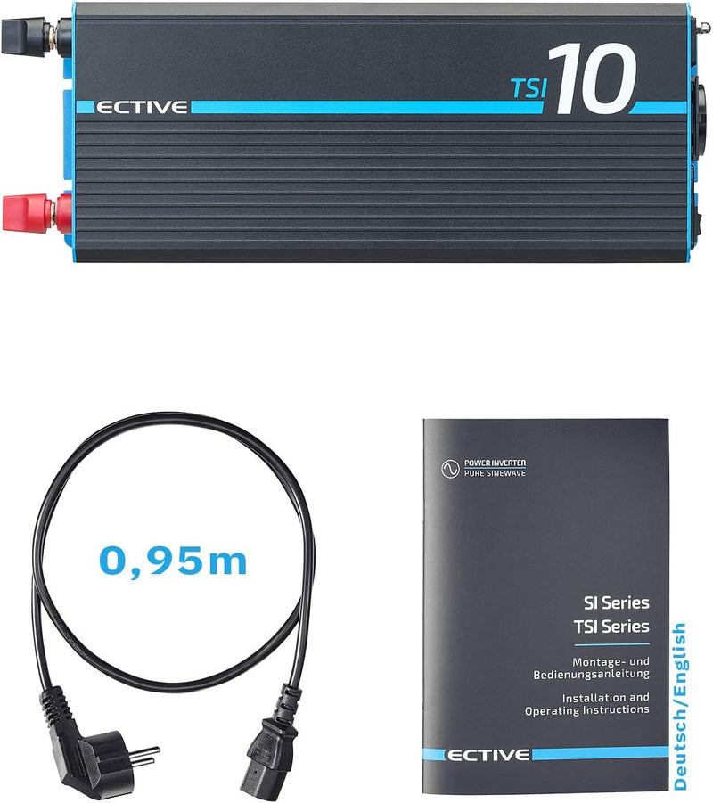 ECTIVE Reiner Sinsus Wechselrichter TSI 10-1000W, USB, 12V auf 230V, Überlastschutz, Überhitzungssch