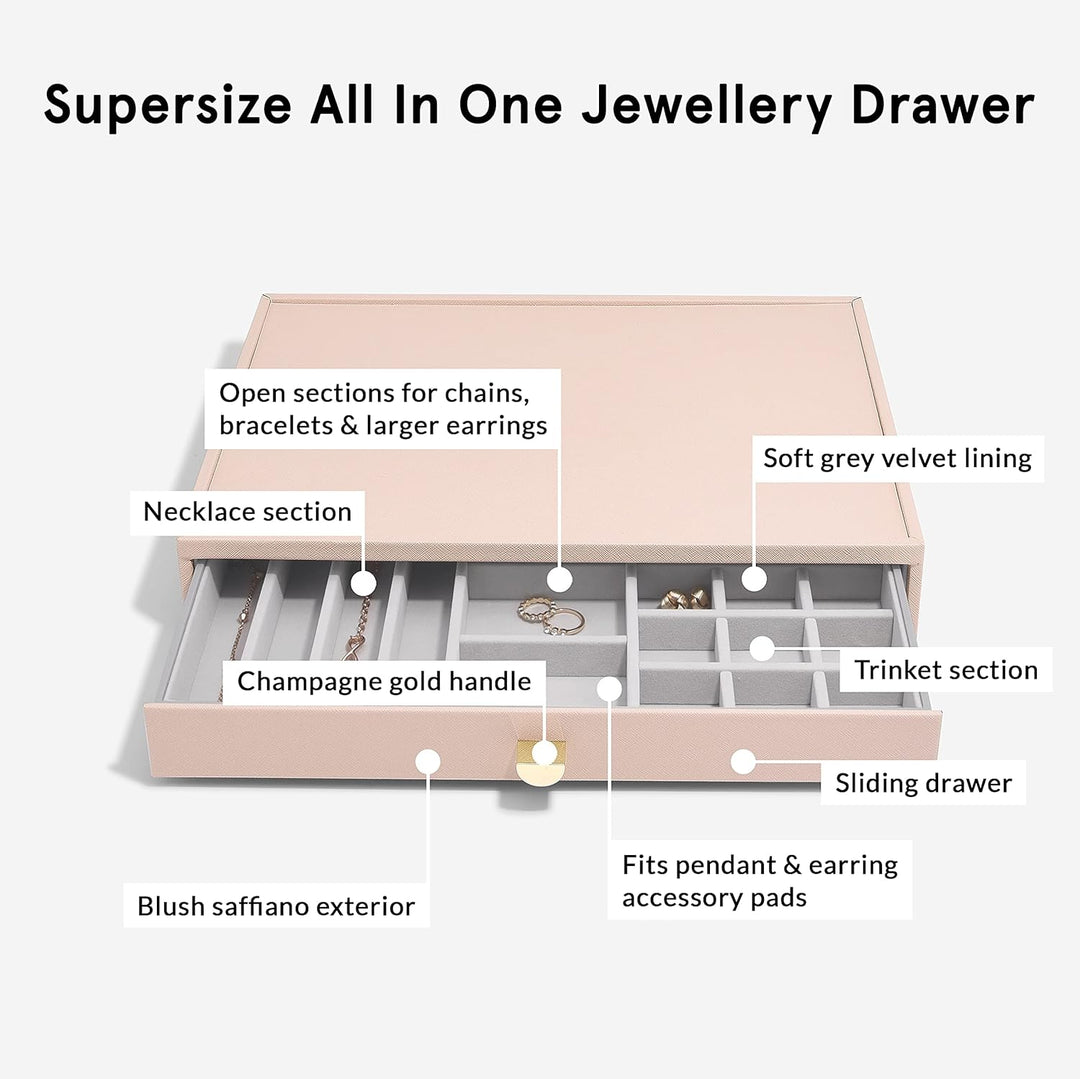 Stackers Blush Supersize Jewellery Box - Set of 3 (with Drawers) Blush Pink, Blush Pink