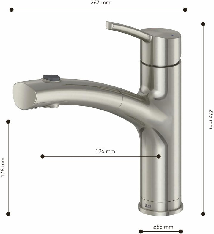 Lenz NEXO² Küchenarmatur mit Handbrause nickel-matt 46070022, Nickel-matt