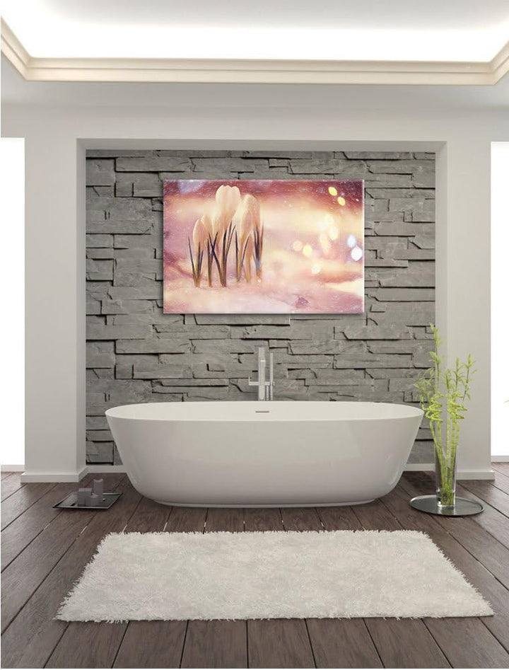 Pixxprint Schneeglöckchen im Frühjahr als Leinwandbild/Grösse: 100x70 / Wandbild/Kunstdruck/fertig b