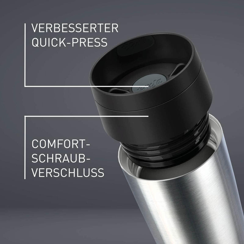 Emsa N20219 Travel Mug Classic Isolierbecher 0,5 Liter | neuer Komfort-Schraubverschluss | Edelstahl