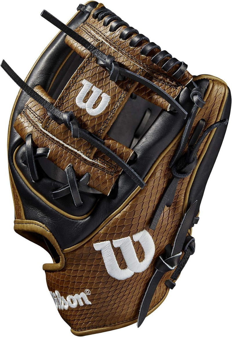 Wilson A2K Baseballhandschuh-Serie Rechte Hand Wurf Innenfeld Standardhandschuh, 29,2 cm, Schwarz/Sa