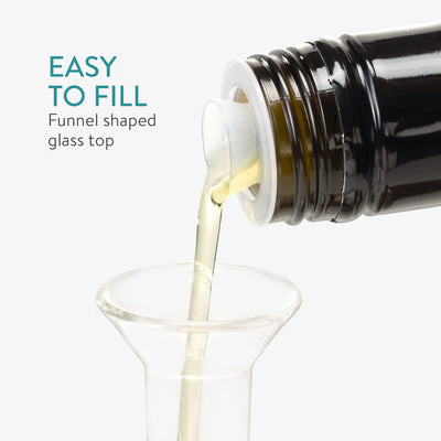 Navaris 2er Set Öl- und Essigspender aus Glas mit Holzständer - Ölflasche für Olivenöl Balsamico - 2