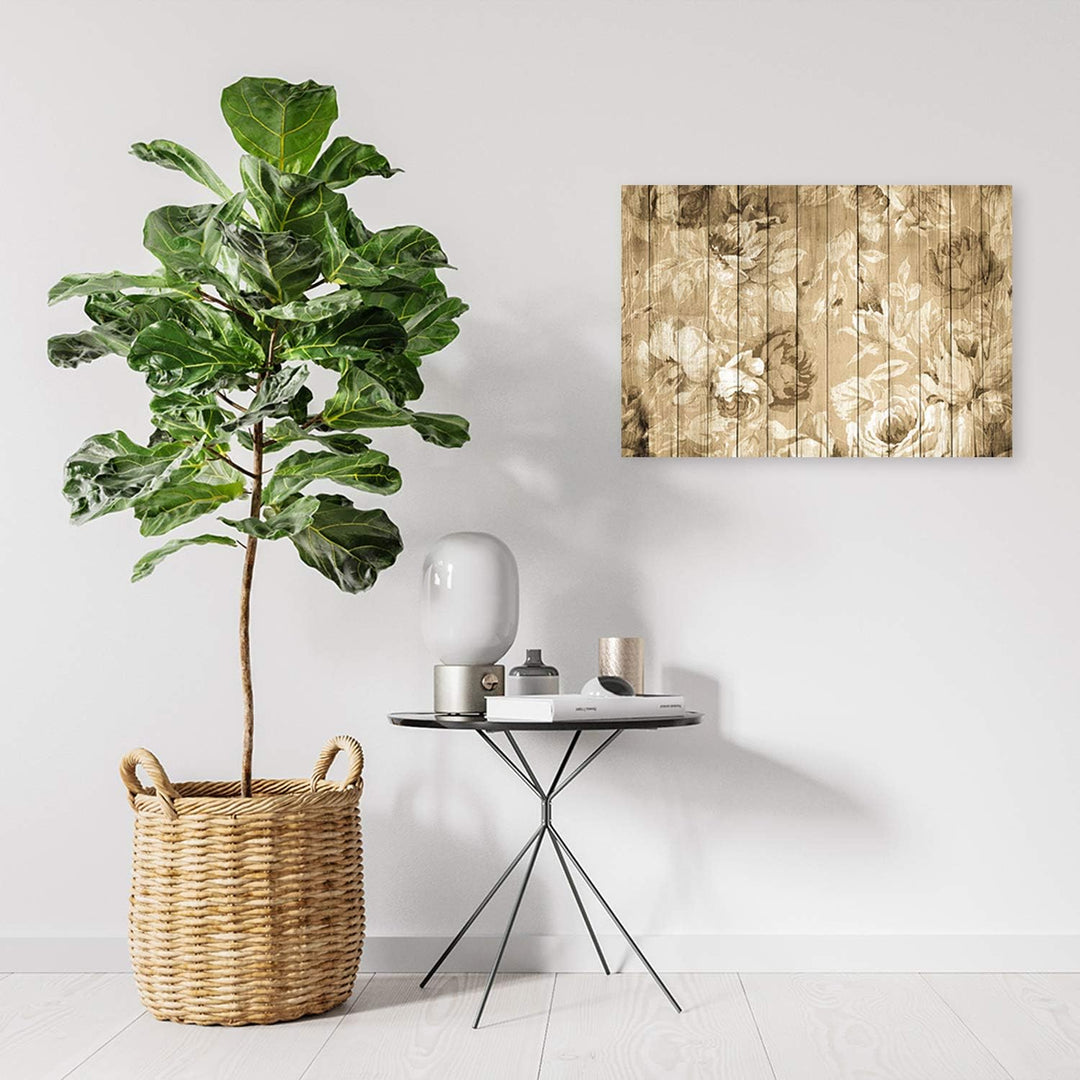 Feeby Bild auf Leinwand Blumen Kunstdruck modern rustikal Braun 80x60 cm Leinwandbild 80x60 cm Braun