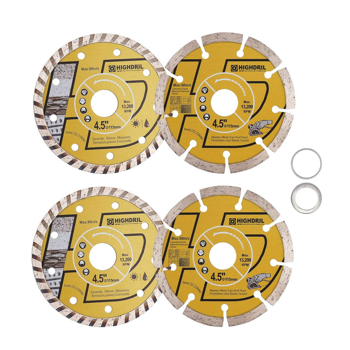 HIGHDRIL Diamant Trennscheibe - 115MM Diamant Sägeblätter Set für Fliesen, Keramik, Beton, Marmor, S