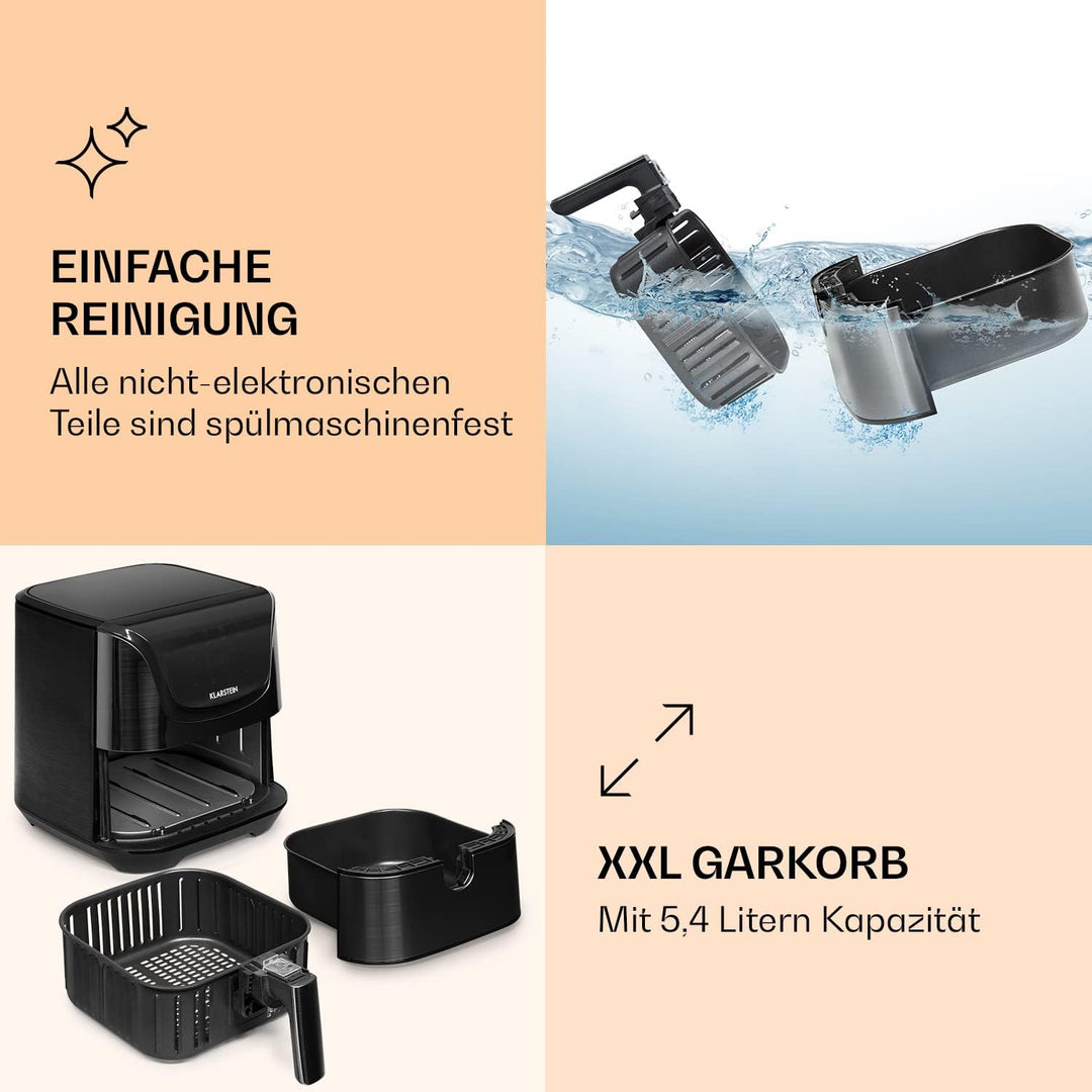 Klarstein Heissluftfritteuse, Sparsamer Airfryer, Fritteuse, Heissluft-Fritteuse für Knusprige Pomme